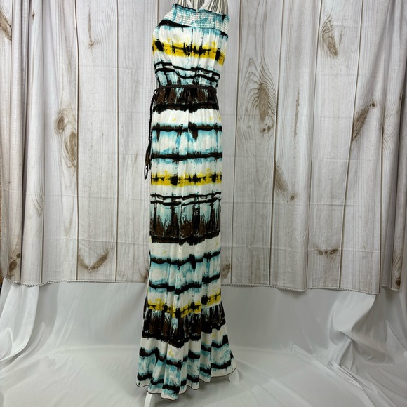 Speechless Strapless Maxi Dress Tie-Dye Relaxed Ruffle Hem Multicolor Size Small - Picture 2 of 15